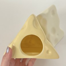 치즈은신처 크레스티드게코 햄스터 소동물 파충류 피그미다람쥐 도마뱀 은신처, 크림, 1개
