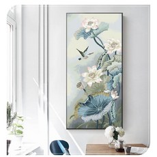 심스타 연꽃과 나비 한국화 동양화 길조 복 상징 도안 세트 패키지 diy, 40x80cm 면사 3가닥자수, 1개