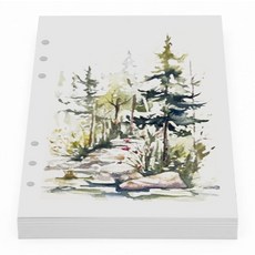 Wanderings A5 수채화 용지 인서트 - 350 GSM 6링 바인더 21.6 x 14.6cm(8 1/4 5 5/8인치) 두꺼운 흰색 빈 루스 리프 리필 Filofax 6