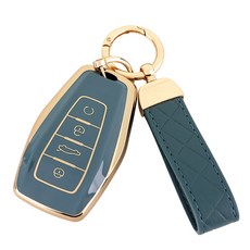 엠디글로벌 르노 그랑 콜레오스 키케이스 TPU 호환 + 가죽스트랩 르노C타입, 그레이블루