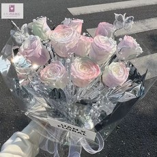 KiKi 新品花束 永生花人魚姬玫瑰花束 模擬香皂花 七夕節禮物 畢業禮物 生日禮物, 【月光寶盒】21朵人魚姬玫瑰花束