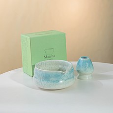 JODDA 도자기 말차 그릇 비주얼 차를 주문하는 도구 일본계 찻종 신상품, 배부른 그릇/푸른색, 2건, 1세트