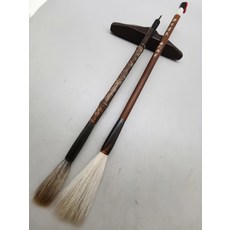 羊兼毫長鋒毛筆 2支打包 上海工藝小號牛耳羊毫 斑竹筆桿 牛角鬥 牛耳毫外披羊毫 出峰4.3釐米 口徑8.1毫米 國利湖筆兼羊書畫 狼羊兼毫 牛角鬥 出峰4.6釐米 口徑9.5毫米, 1個, 參考詳情頁