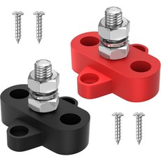 Joinfworld 버스 바 12V 250A 전원 분배 블록 싱글 516 스터드 배터리 포스트 정션 해양자동차차량보트태양광 시스템용 양극 및 음극, 5/16" (M8) Stud