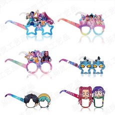 獵魔女團派對裝飾兒童生日蛋糕大插排生日佈置, 1個, 拍照眼鏡12件裝