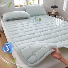 침대패드 항균 사계절 누빔 논슬립 고정밴딩, 민트