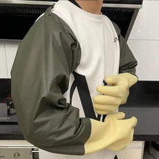 산성 및 알칼리 방지 검정색 길어진 부식 산업용 라텍스 두꺼운 고무 장갑, 02 76CM