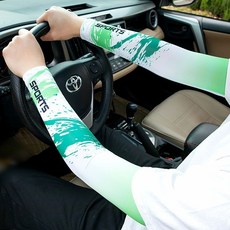 防曬袖套冰絲男套袖夏透氣吸汗袖子套冰涼手臂套長款騎行防紫外線, 經典白色套指款 無圖案,M【1雙裝】, 1個