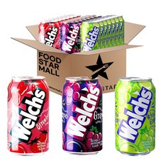 [푸드스타] 웰치스 (포도 청포도 딸기) 각 8입 총 24입, 24개, 350ml