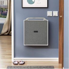 折疊換鞋凳 掛墻式超薄換鞋凳 壁掛椅 隱形凳 隱蔽凳子 折疊凳 玄關隱形腳凳 穿鞋凳 B61K, （白色框+灰色面）帶扶手, 1個