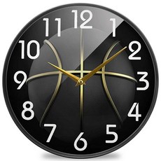 Naanle 축구장 축구공 원형 벽시계 30.5cm(12인치) 무소음 배터리 작동 쿼츠 아날로그 조용한 책상 시계 가정 사무실 학교용, 농구