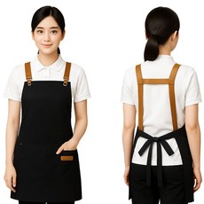 알레노브 방수 앞치마 예쁜 카페 미용 주방 업소용, 1개, 블랙