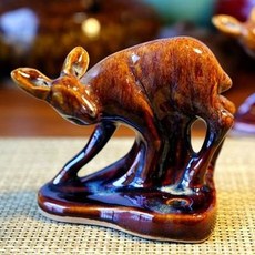 陶瓷鹿擺飾, 文革美陶廠精品均釉作品市面不見珍貴收藏1入 -, 1個, 1L