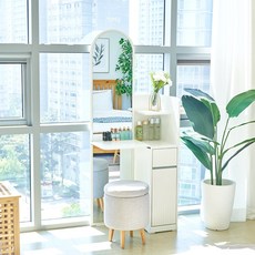 클라라 LPM 300 400 전신경 수납 미니 틈새 화장대, 템바(화이트)