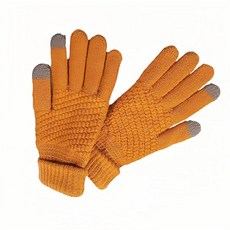 여성용 겨울 터치스크린 장갑 플리스 안감 신축성 있는 커프스 아이폰 및 안드로이드와 호환되는 스마트폰 따뜻하고 부드러운 울 니트 (1쌍) 오렌지 셔닐 니트 기술 팁이