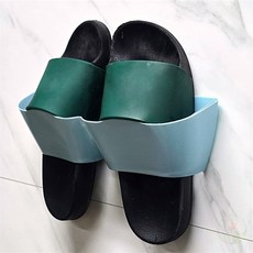 무타공 부착식 슬리퍼 정리대 실내화거치대 거실화거치대, 블루, 1개
