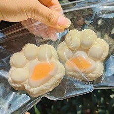 亮燈貓爪捏捏樂 解壓玩具 超軟泥感食玩 減壓玩具, 7*7荷包蛋貓爪【pvc袋】, 1個