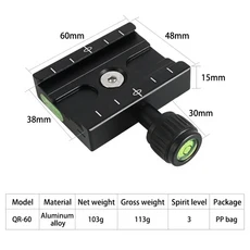 카메라 퀵릴리즈 클램프 삼각대 DSLR 마운트 Arca 스위스 어댑터 퀵 샷 플레이트 포함, 04 QR-60