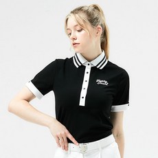 HENRY STUART 여성용 립 카라티셔츠 블랙