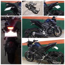 小梁部品 2019 YAMAHA MT15 MT-15 鬍鬚牌短牌架 附直上牌照燈 永久保固 白鐵材質已送電著黑, 1個