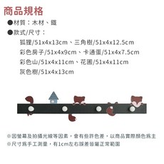 木質鐵藝壁掛架 多樣造型牆壁掛勾 衣帽收納架 居家裝飾, 1個, 門後掛勾(狐狸款)1入