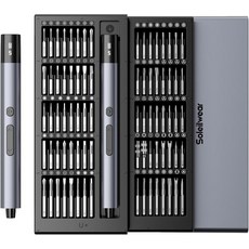 전기 드라이버 세트 토크 레벨 5개의 80-in-1 미니 정밀 무선 최대 0.75N.m 500mAh 배터리 노트북 휴대폰 및 전자 제품 수리용 소형 전원 키트, Grey