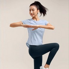 Zebeer 여성 편안한 운동 반팔 티 러닝복 요가복