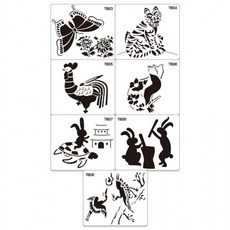 하비 스텐실 모형판 (민화) / 호랑이 토끼 고양이, TB04