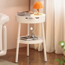 수납 가능 다용도 쇼파사이드테이블 2단 협탁, 화이트