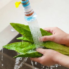 淘氣寶貝 水龍頭過濾器 萬向伸縮省水旋轉花灑 藍色, 1個, 藍色 1入