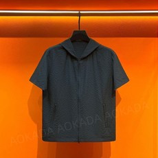 AOKADA 남성 여름 루즈핏 시어서커 후드 집업 반팔 가디건 캐주얼 얇은 상의