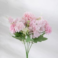 수국 알륨 조화 인테리어 부쉬 다발 장식 꽃 촬영 컬러, 5가지 혼합 꽃 핑크