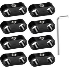 4AN 11mm 호스 분리 클램프와 렌치 알루미늄 AN4 클램프 1/4 연료라인 브레이크라인 수도관 가스라인에 적합 8개 세트 검정색 USA, An4-black