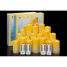 YIWER 야외 없는 양초 배터리로 작동하는 LED 기둥 리모컨 할로윈 크리스마스 장식이 있는 전기 방수 세트 1개, 18 PCS