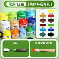 丙烯顏料工具全套套裝 無甲醛手繪彩繪牆繪塗鴉不掉色, 常用12色丙烯專業刮刀尼龍刷,專業顏料100ML無甲醛