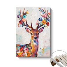 輕奢麋鹿裝飾畫 臥室掛畫 餐廳裝飾畫 噴繪帆布畫, 內框畫D,30x40cm