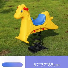 놀이터 스프링 목마 공원 동물 흔들말 시소 야외 흔들의자, 1개, 옐로우