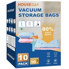 하우스 데이 30 팩 진공 보관 가방 전기 펌프 4 사이즈 롤업 2 개 각 5 의류 침구 베개용 스페이스 세이버 봉인 여행용 u2013 밀폐 재사용 및 내구성, 10 Small