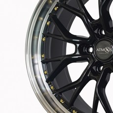 FK鋁圈 18吋 5/112 5/114.3 ATMOS X15 亮黑車邊 金鉚釘 唇框, 1個