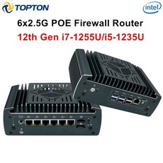 토폰 6x25G LAN POE 방화벽 어플라이언스 12세대 인텔 i7-1255U i5-1235U 미니 PC 2xDDR4 NVMe pfSense Pro, 02 i5-1235U No POE, 01 China Mainland, 08 8GB DDR4 128GB NVMe