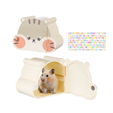 햄스터 관찰존 은신처 골든햄스터 자석 투명 집 + 방수 네임스티커 1매, 회 색, 1개