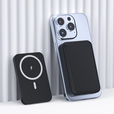 WOWWAY 맥세이프 호환 보조배터리10000mAh 대용량 초고속충전 PD+QC 3.0 기내용 C타입 무선 보조밧데리, 1개, 블랙