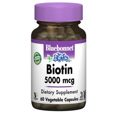 Bluebonnet 生物素植物膠囊 5000mcg, 1個, 60 件
