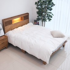 아르볼가구 라니 원목 LED조명 평상형 침대프레임 월넛, 침대프레임_월넛_독립매트포함