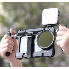 스마트폰 촬영 리그 조절식 스태빌라이저 듀얼 그립, 상세페이지 참고, 기본형 케이지 + 손잡이 + 필터 + 배터리