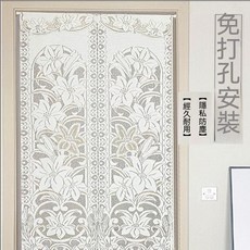 日式布藝蕾絲門簾 廚房臥室隔斷簾 客廳半遮光隱私簾 免打孔, 寬80*高150cm（整片兩條）,穿桿式加工（今日拍下送伸縮桿）