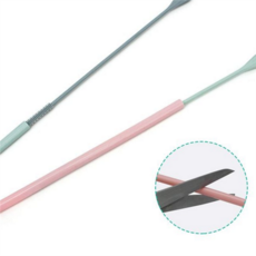 프리미엄 실리콘 빨대 휴대용 다회용 빨대 세척솔 세트 친환경 재사용, 빨대솔, 그레이