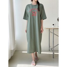 韓國 新款 純棉側開衩長洋, 1個, 綠