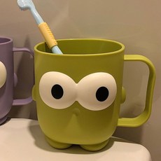 大眼睛造型漱口杯 附手柄 居家學生宿舍洗漱杯, 1個, -活動中 I 大眼睛可愛漱口杯 I 森綠