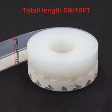 창문 밀봉 스트립 자가 접착 방풍 실리콘 도어 하단 씰 테이프 (주택 유리 샤워 틈새용), 03 clear 4.5cm 5m